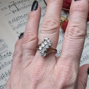 Vintage Gold and Silver Cluster Ring Size 7